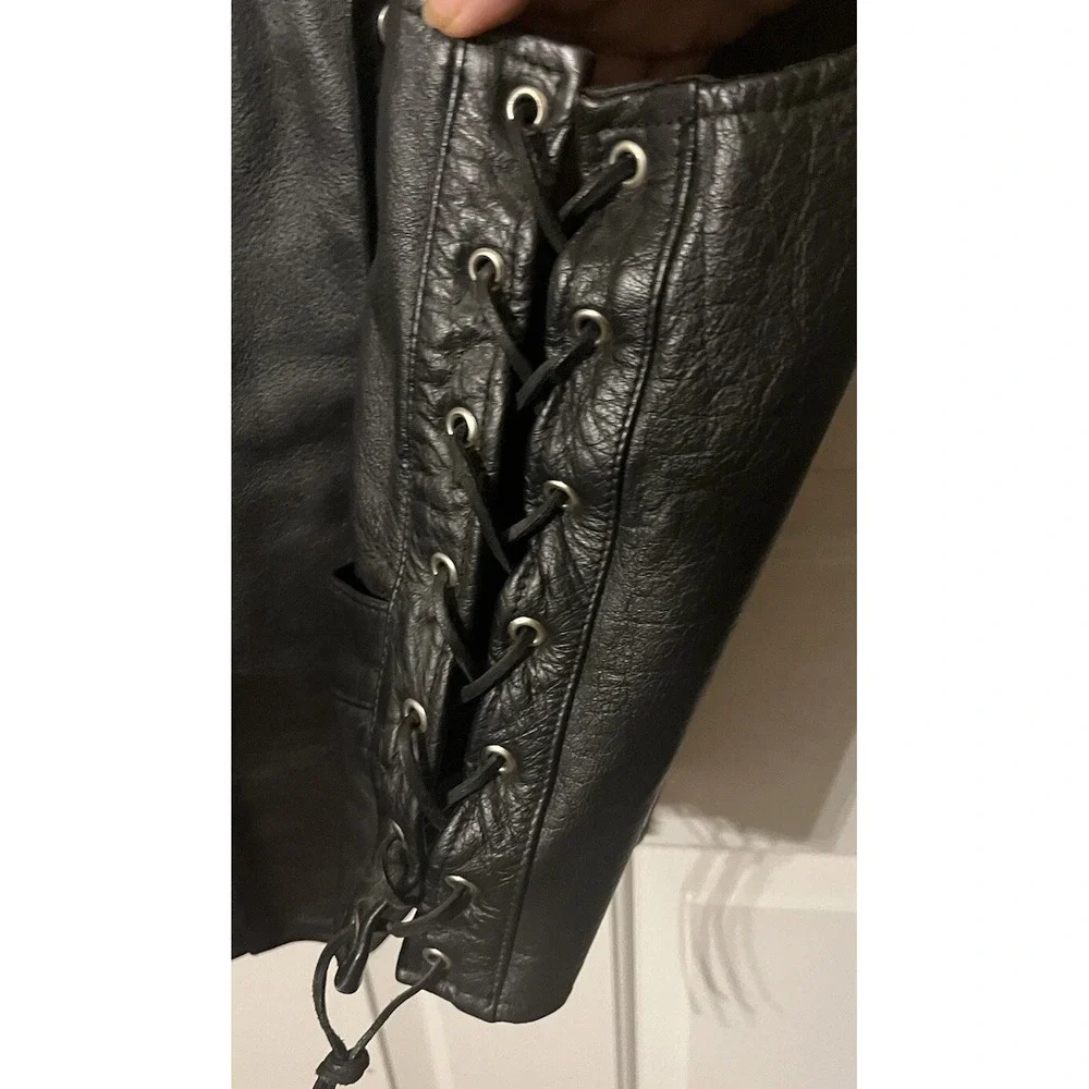 Brackney Leather Men's Black Leather Biker Vest, Size‎ 52